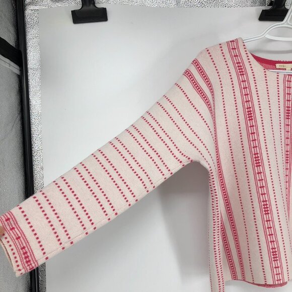 Maje Offwhite Pink Striped Cropped Long Sleeve  Oversized Sweater Mauve size S - Picture 7 of 16